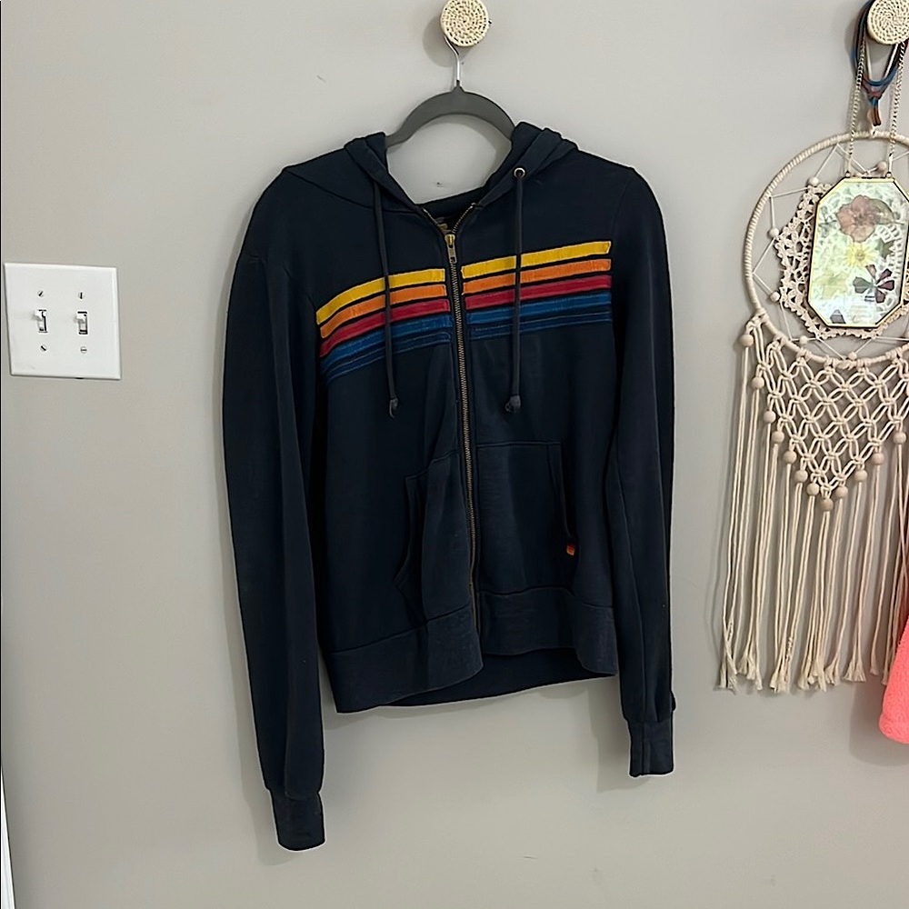 Aviator Nation 5 Stripe Zip Hoodie